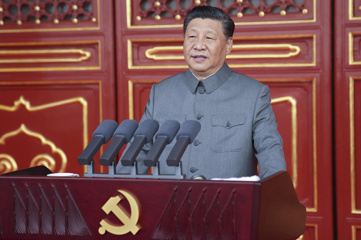 In this photo provided by China's Xinhua News Agency, Chinese President and party leader Xi Jinping delivers a speech at a ceremony marking the centenary of the ruling Communist Party in Beijing, China, on 1 July 2021. China’s Communist Party is marking the 100th anniversary of its founding with speeches and grand displays intended to showcase economic progress and social stability to justify its iron grip on political power that it shows no intention of relaxing.