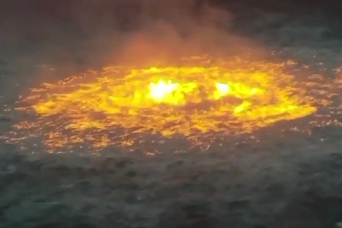 A massive fire broke out on the surface of the Gulf of Mexico after an underwater pipeline ruptured, literally setting the “ocean on fire” on 2 July 2021.