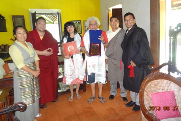 South Zone Tibetan Parliamentarians meeting with Professor Lord Meghnad Desai (3rd right) and his wife Ms Kishwar Desai (3rd left) in Goa, India.