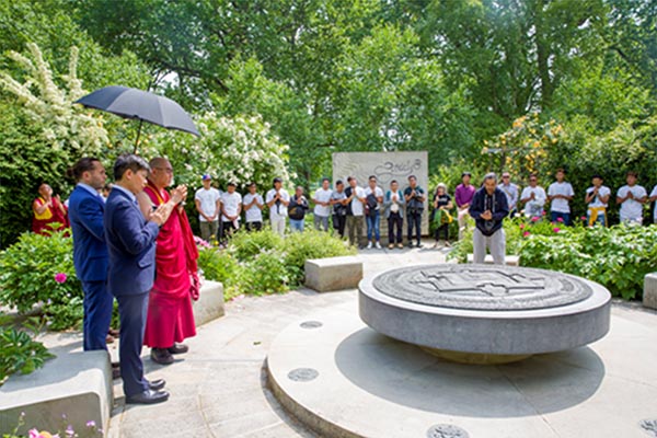 Tibetan National Football team at the Tibetan Peace Garden in London, UK, on 27 May 2018.