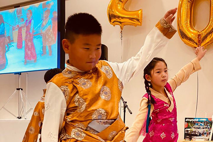 Tibetan students of Capital Area Tibetan Association Sunday School, performing at New Year Eve party 31 December 2019. 