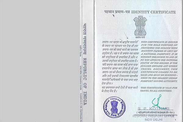 The Indian Identity Certificate (IC, Yellow Book)