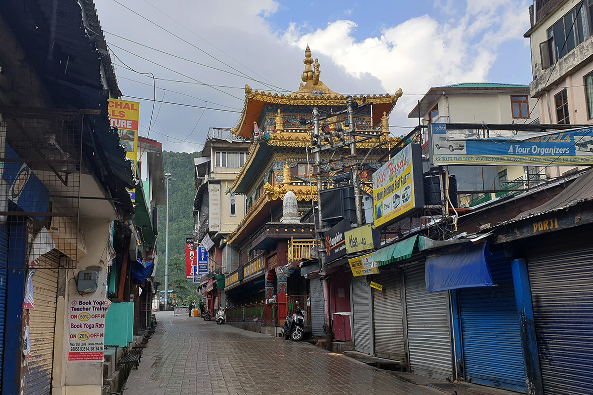 The usually bustling Temple Road is seen empty during the ongoing nationwide lockdown to control the spread of the coronavirus outbreak, in McLeod Ganj, India, on 5 March 2020.
